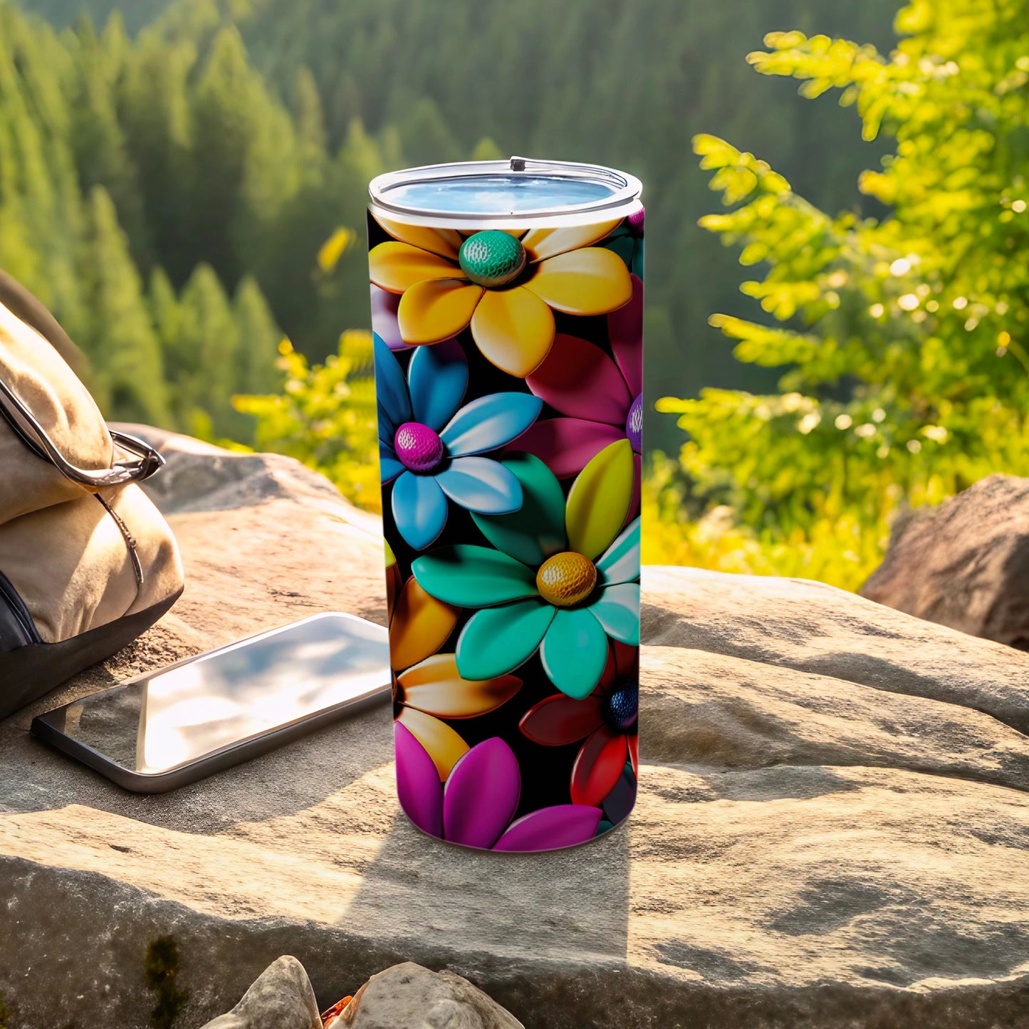 Colorful Floral Pattern Insulated Tumbler Cup