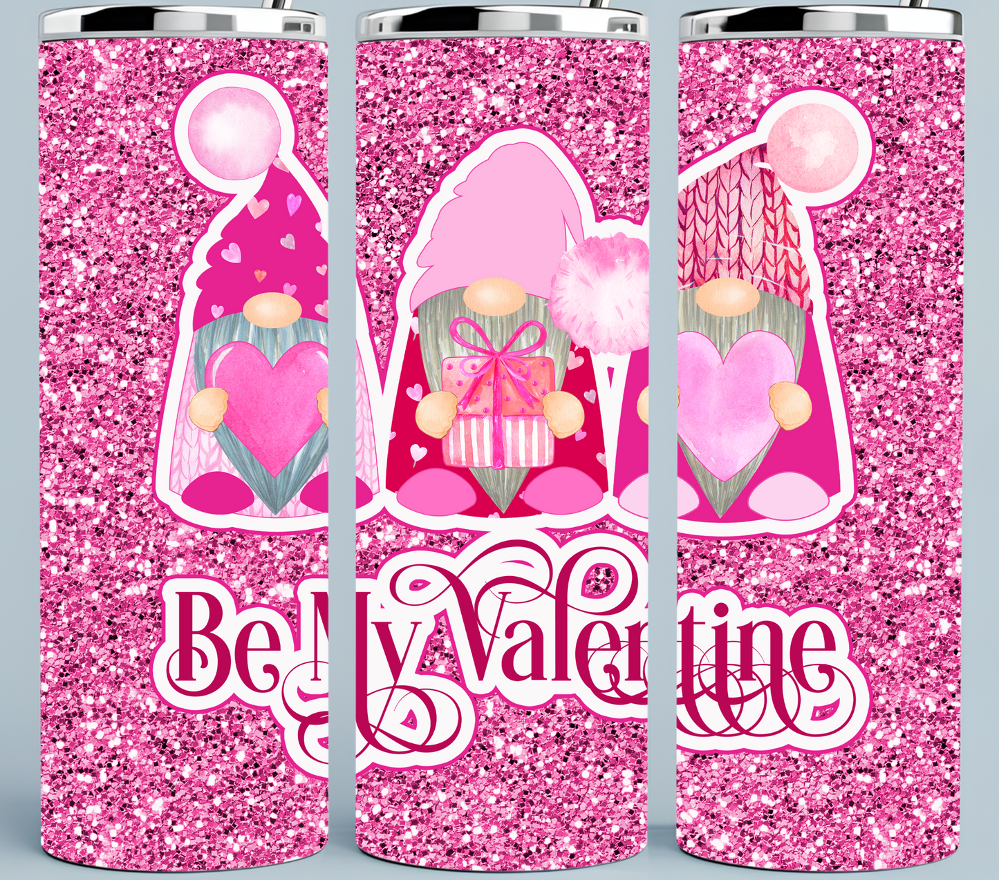 Pink Glitter Gnome tumbler