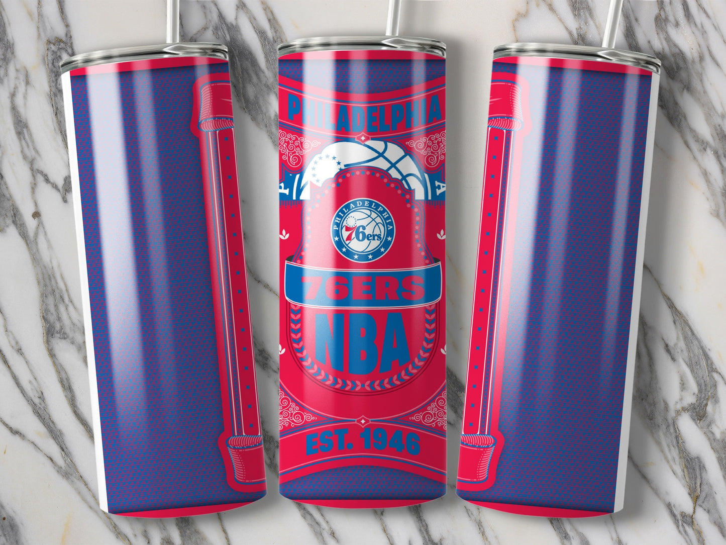 Philadelphia 76ers NBA Vintage Emblem Design Tumbler