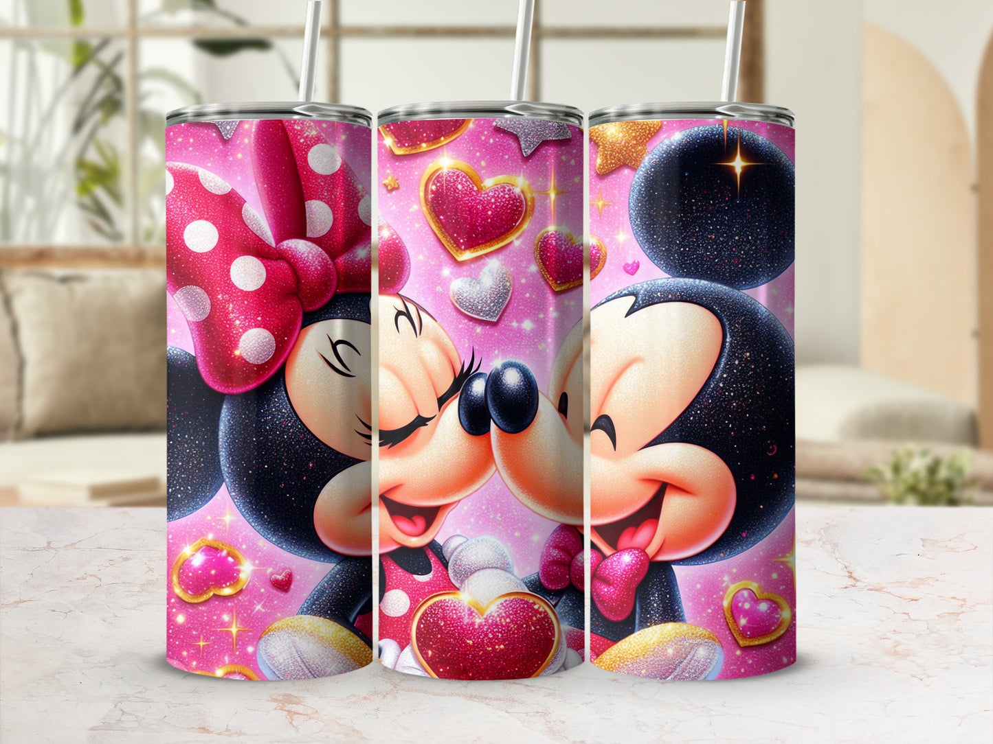 Cute Mickey and Minnie Mouse Love Design Tumblers