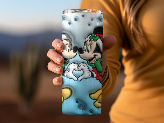 Festive Cartoon Couple Themed Insulated Tumbler Cup