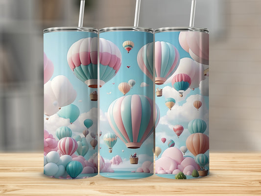 Pastel Hot Air Balloons Sky Clouds Whimsical Tumbler product type