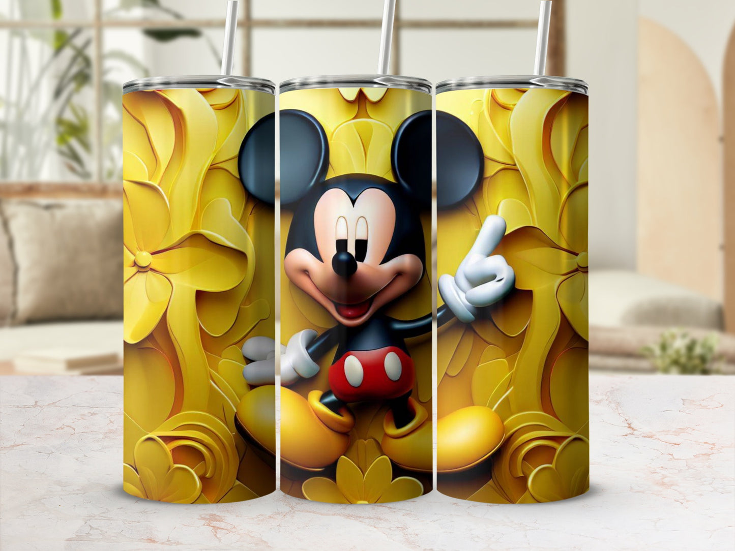 Cheerful Cartoon Character Yellow Tumbler Flask
