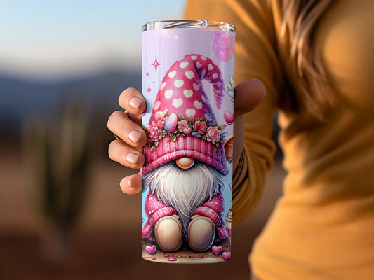 Cute Gnome with Heart Hat Design Tumbler Cup