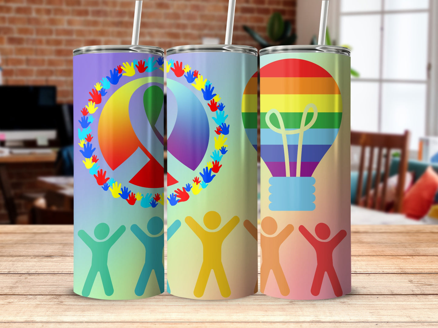Rainbow Lightbulb Peace and Unity Tumbler