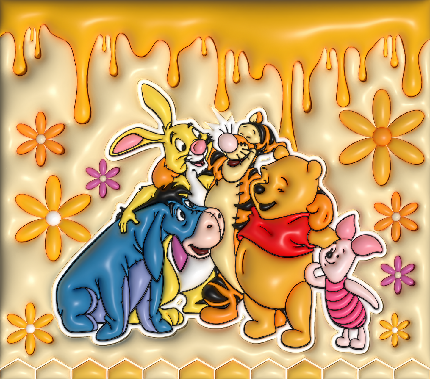 Winnie The Pooh, Piglet, Rabbit, Eeyore 3D puff