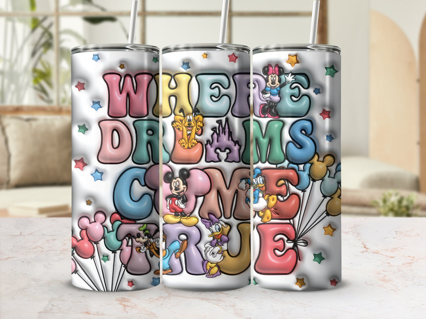 Where Dreams Come True Colorful Tumbler Design