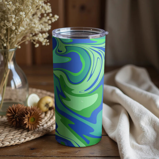 Green and Blue Swirl Double Walled Insulated Cup