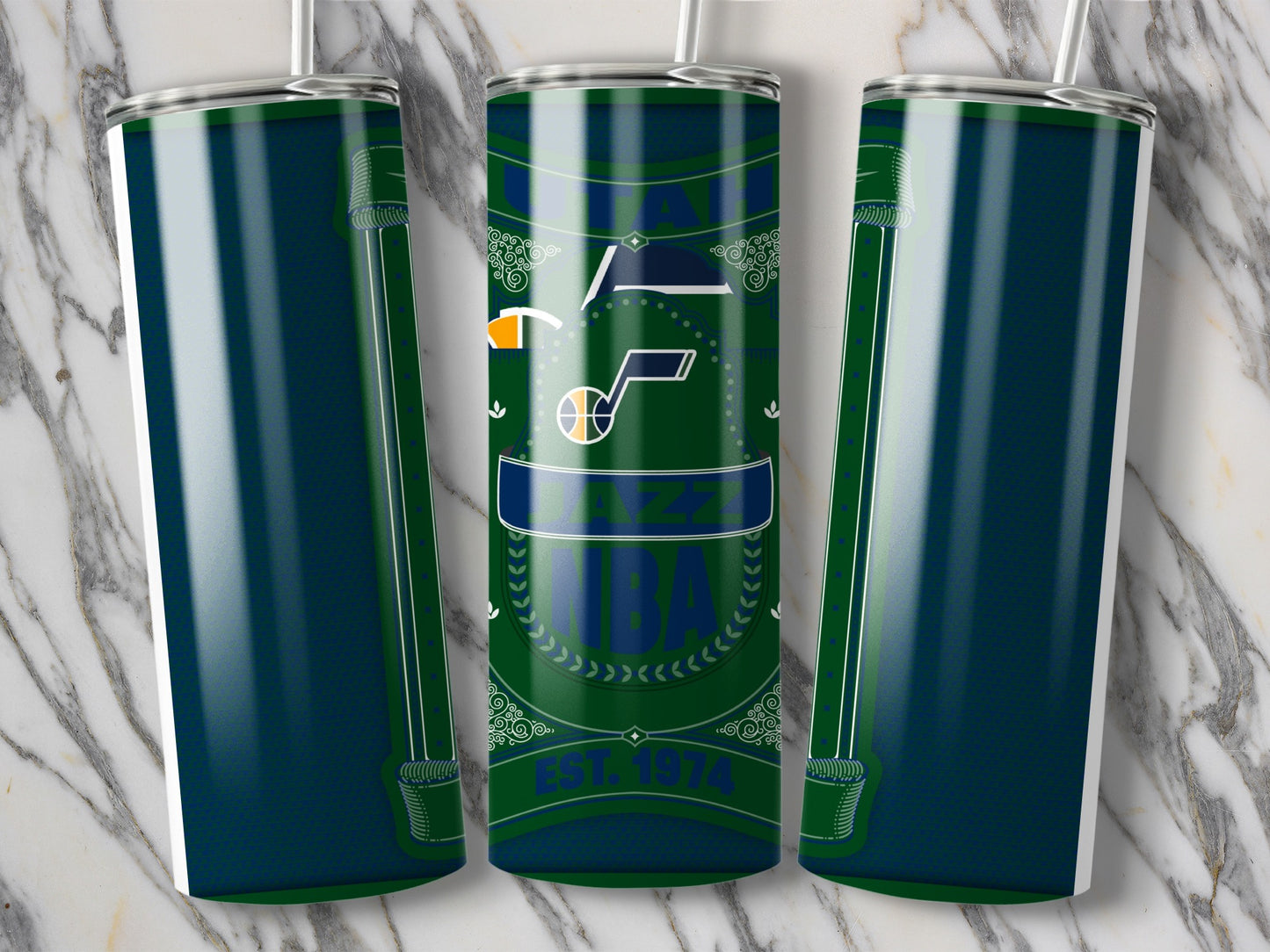Utah Jazz Est 1974 NBA Basketball Team Logo Art Tumbler