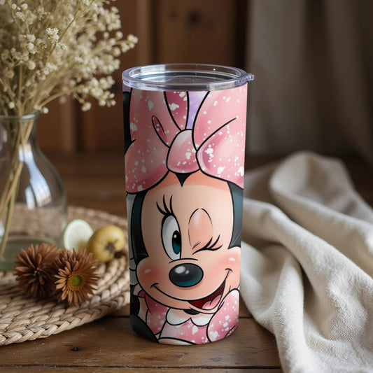 Pink Minnie Tumbler with Cute Cartoon Character Design