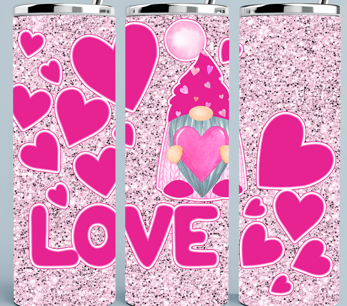 Pink Glitter Gnome Tumbler