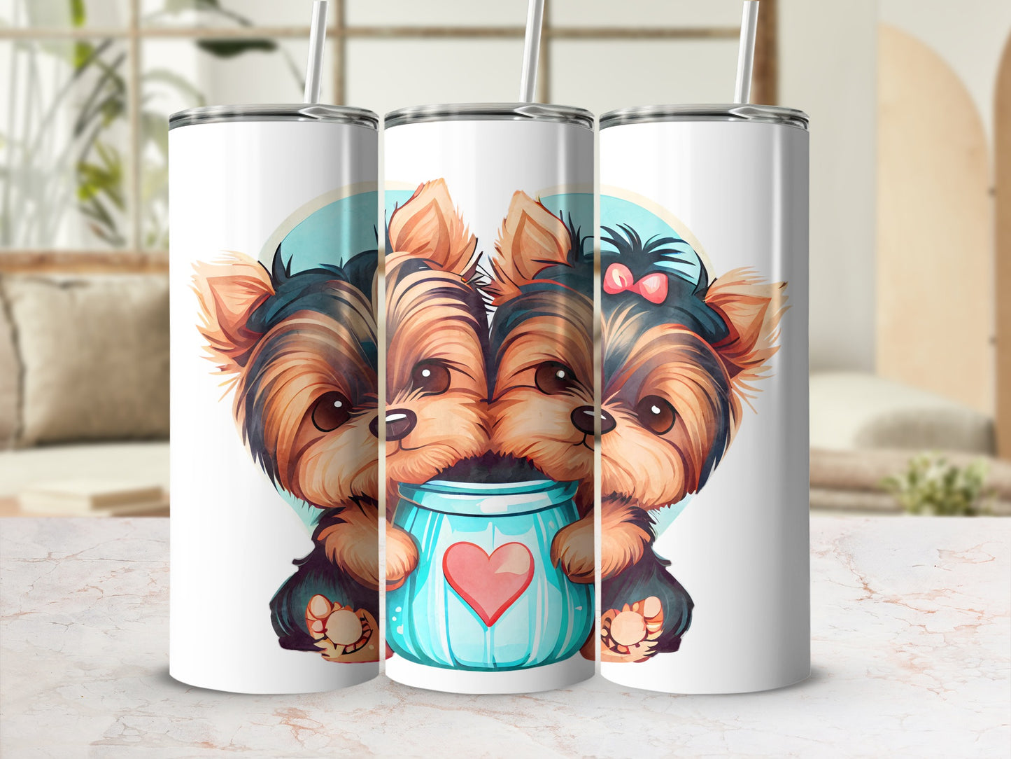 Adorable Pups With Heart Mug Design Tumbler