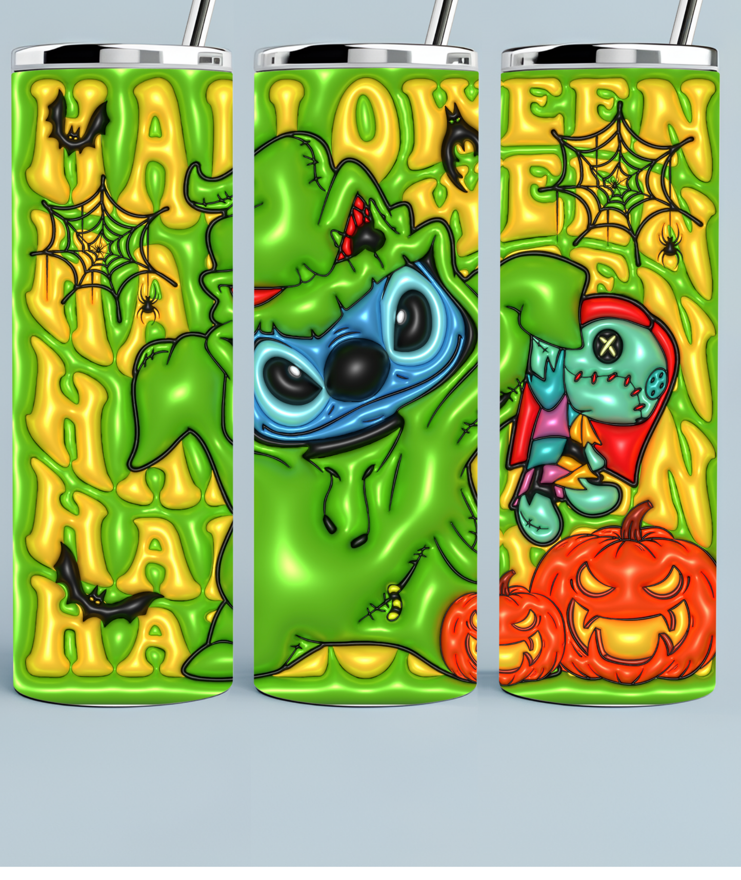 Stitch Dressed as Oogie Boogie for Halloween Tumbler