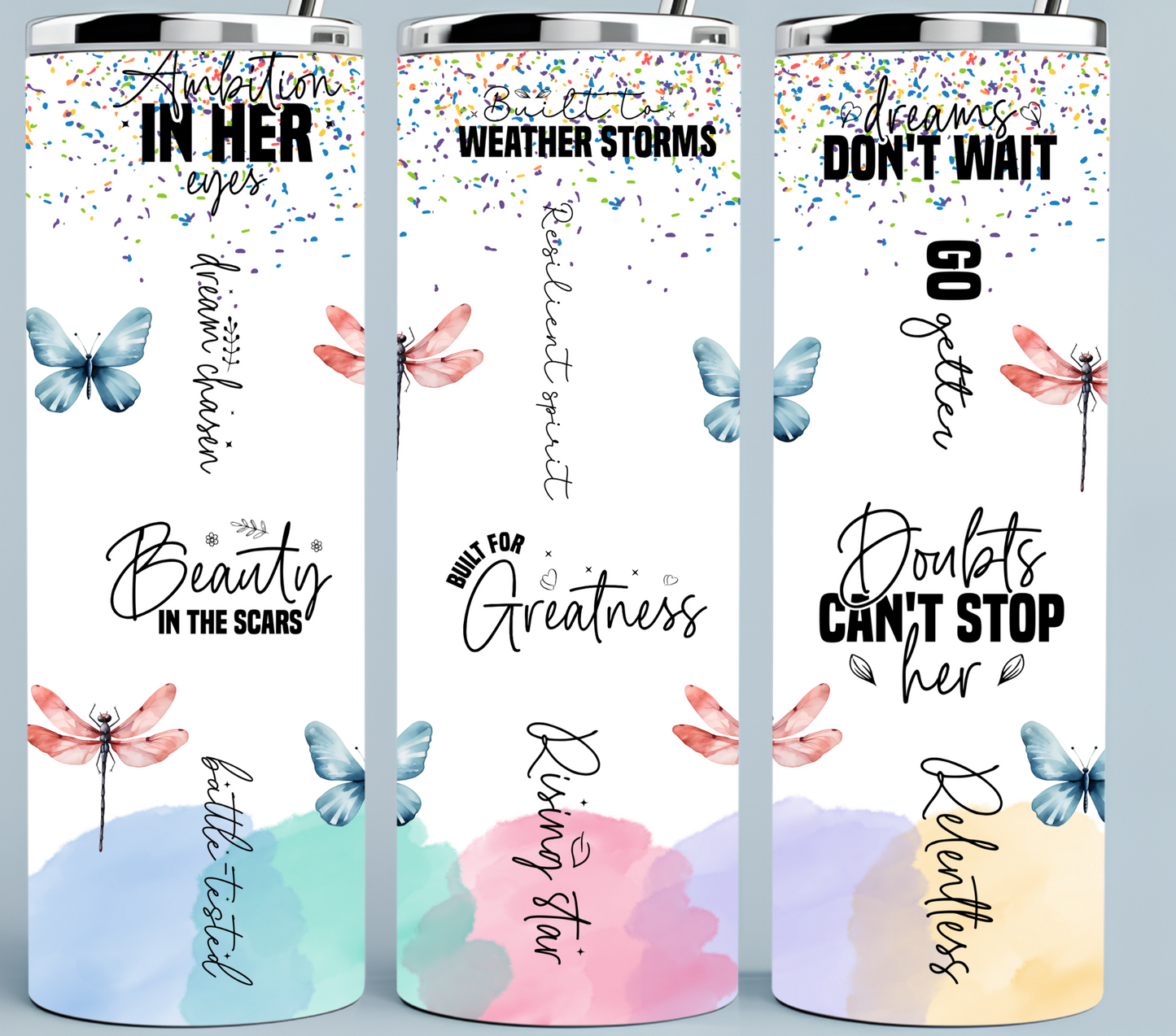Strong Woman Dragonfly Tumbler