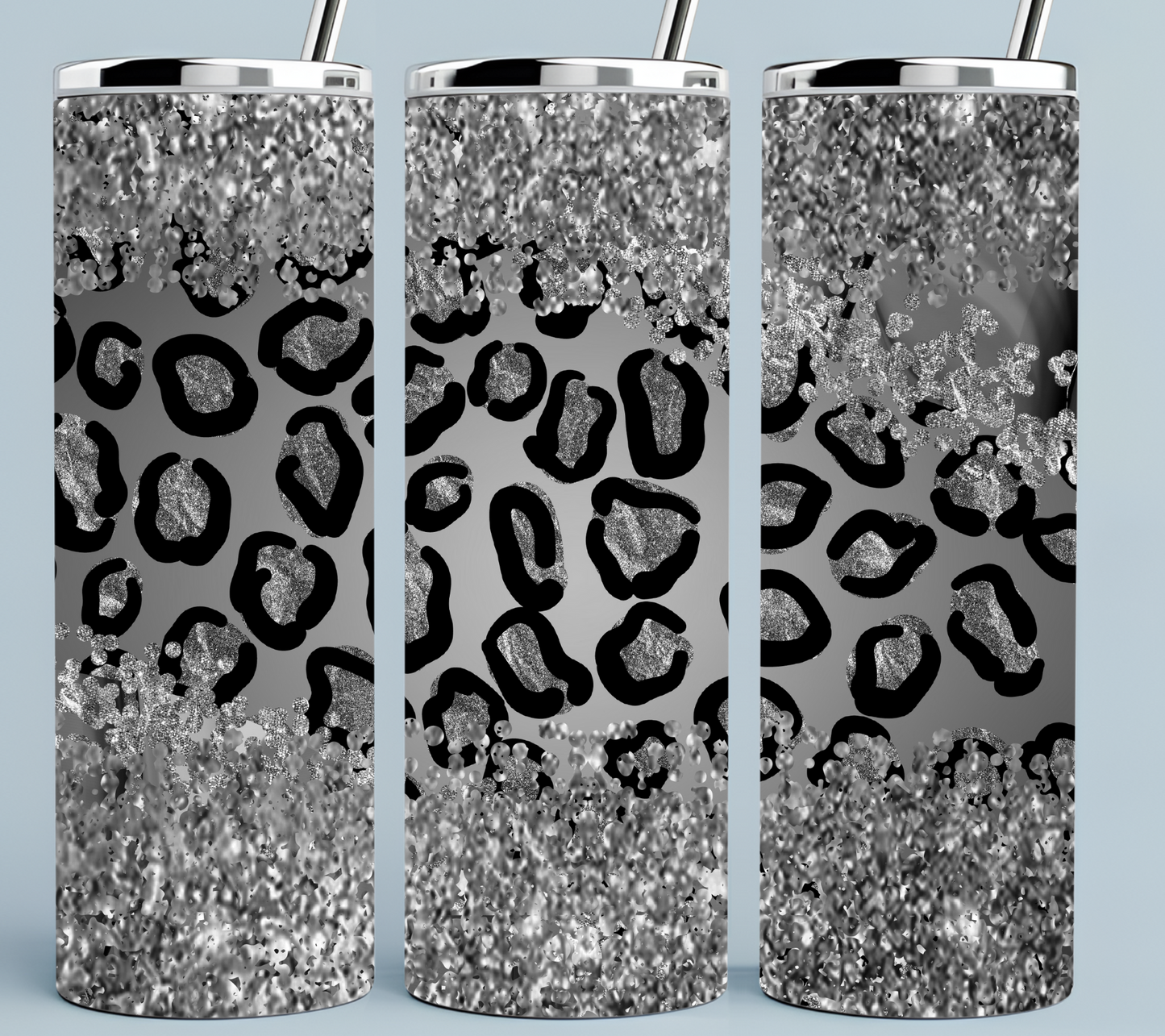 Silver Agate Leopard Silver Glitter