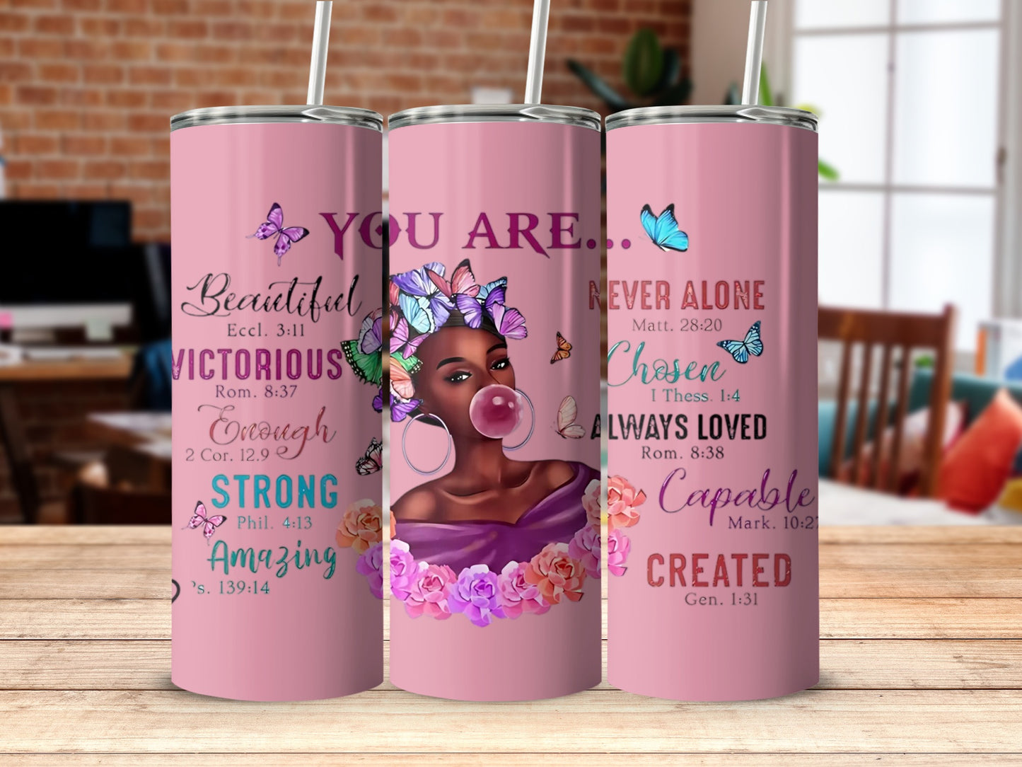 Inspirational Affirmation Art Pink Tumbler Stainless