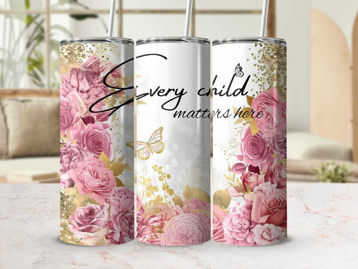 Elegant Floral Every Child Matters Here Tumbler