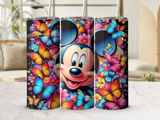 Colorful Butterfly Mickey Art Design Tumbler Cup