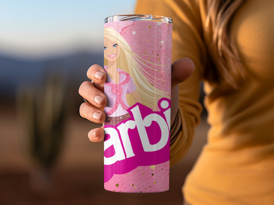 Barbie Themed Pink Glitter Design Tumbler