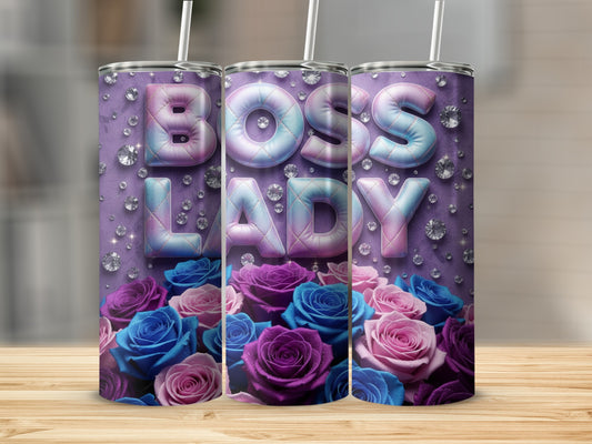 Boss Lady Design with Colorful Roses Tumbler