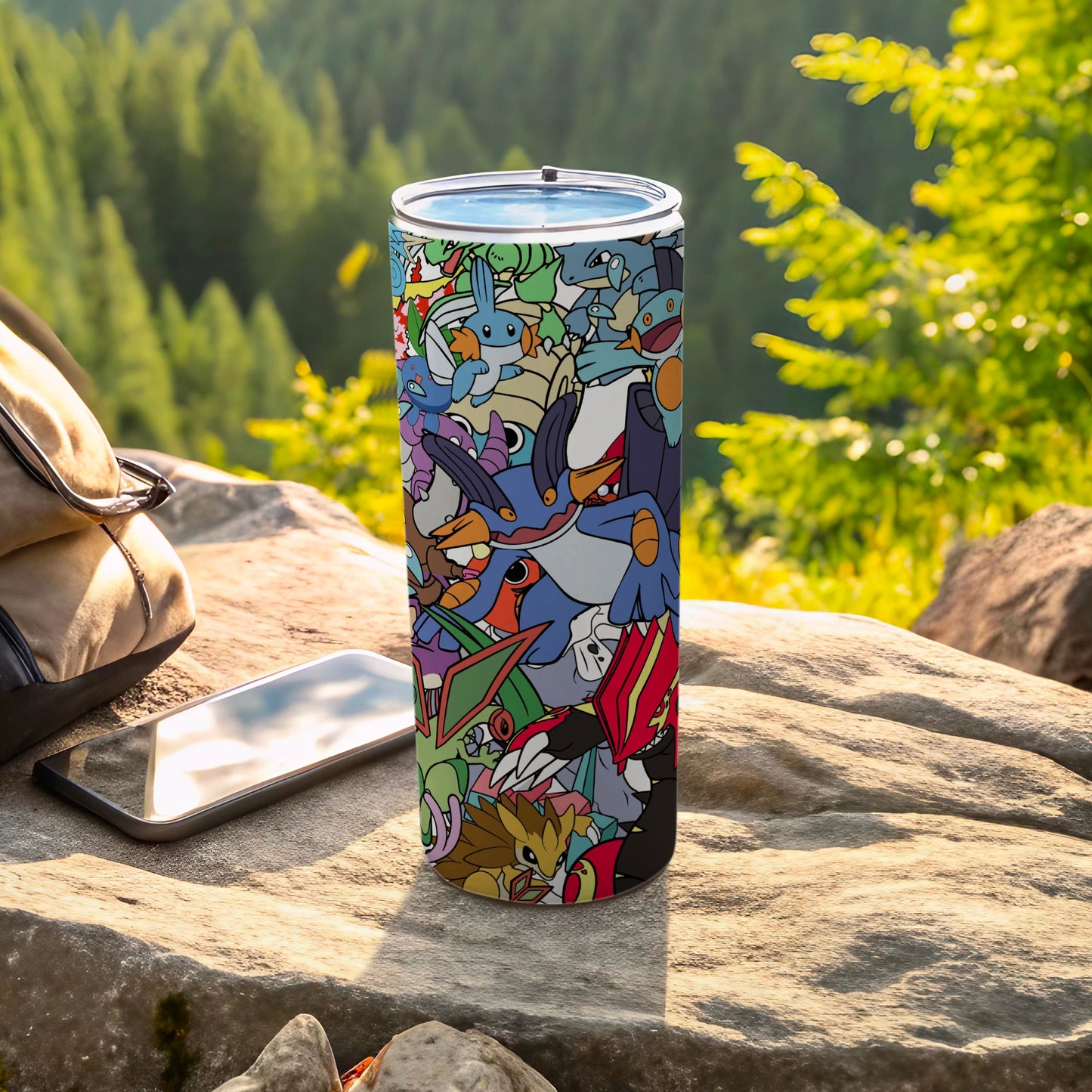 Vibrant characters illustration insulated tumbler