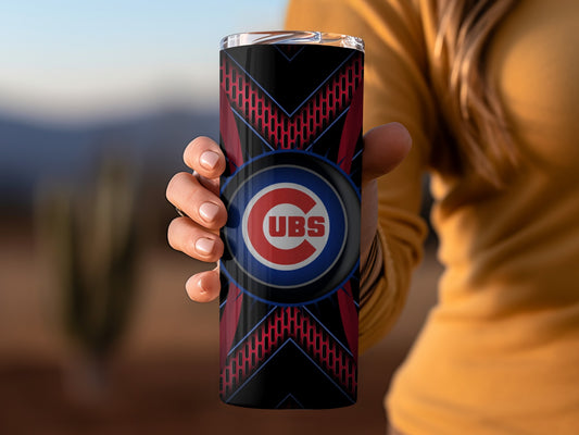 Chicago Cubs Logo in Center with Mesh Background Tumblers
