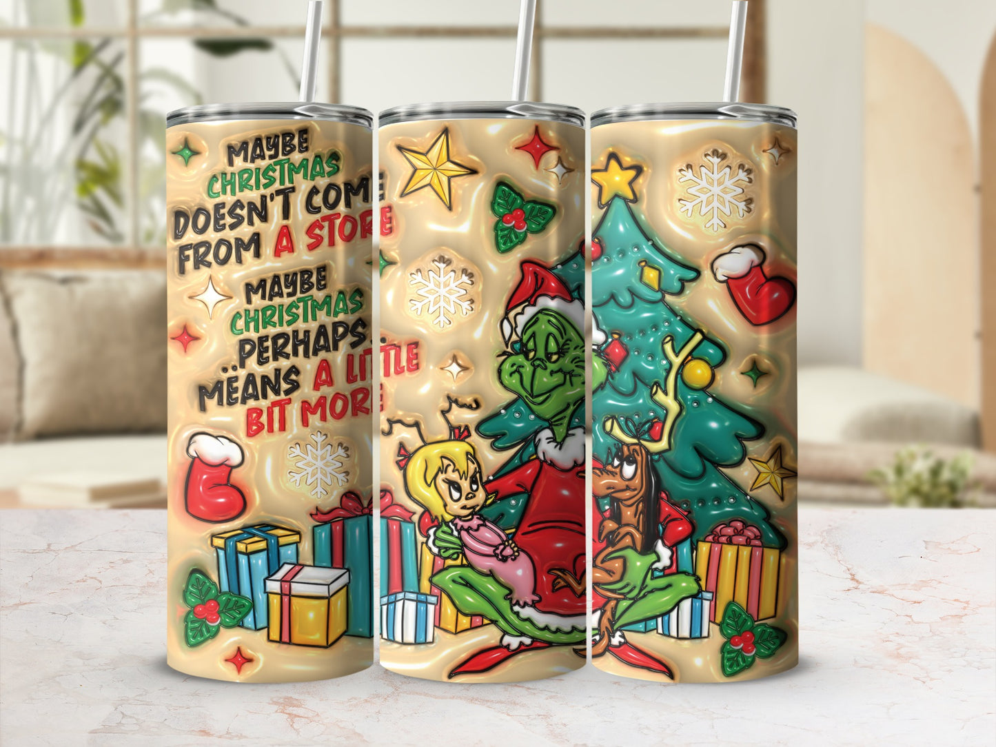 Funny Christmas Grinch Insulated Tumbler Cup Flask