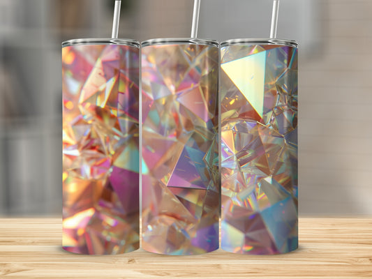 Three tumblers with iridescent faceted crystal pattern.
