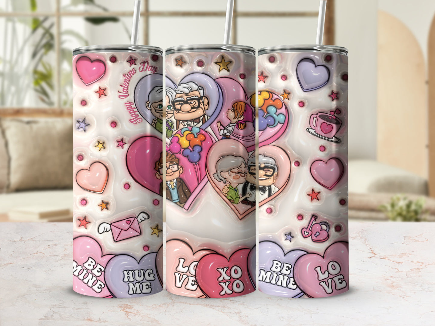 Romance Cartoon Hearts Happy Valentines Day Tumbler