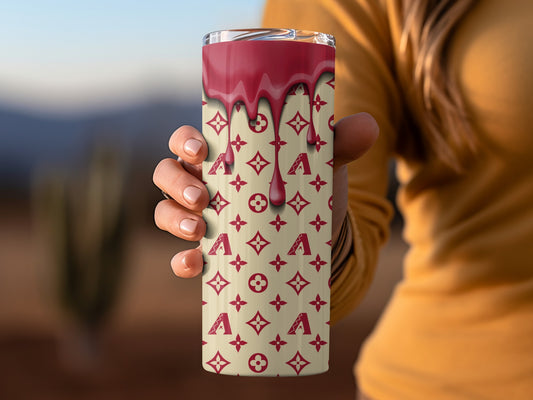 Drip Design Flowers A Letters Pattern On Background Tumblers