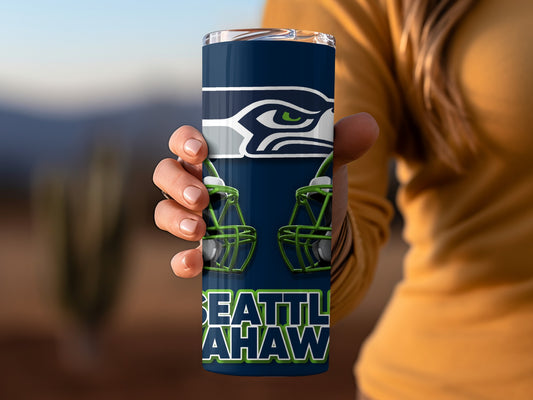 Seattle Seahawks Helmets Team Logo Star Border Tumblers
