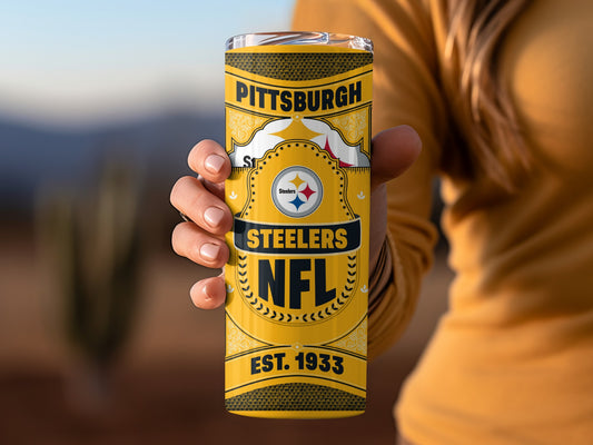 Pittsburgh Steelers NFL Est. 1933 Detailed Artwork Tumbler