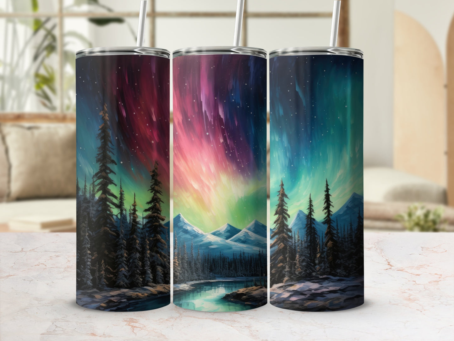 Northern Lights Forest Design Insulated Tumbler