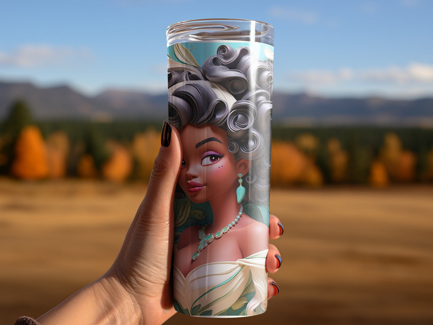 Elegant Illustrated Lady Art Travel Mug
