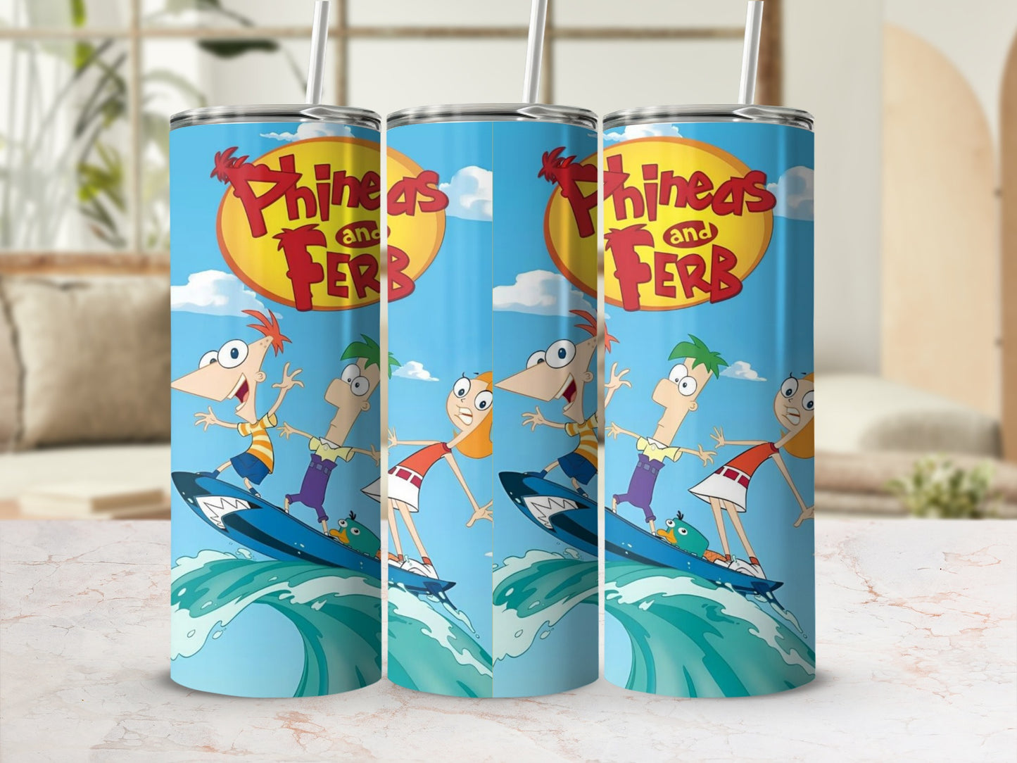 Phineas and Ferb Surfing Adventure Tumbler Cup