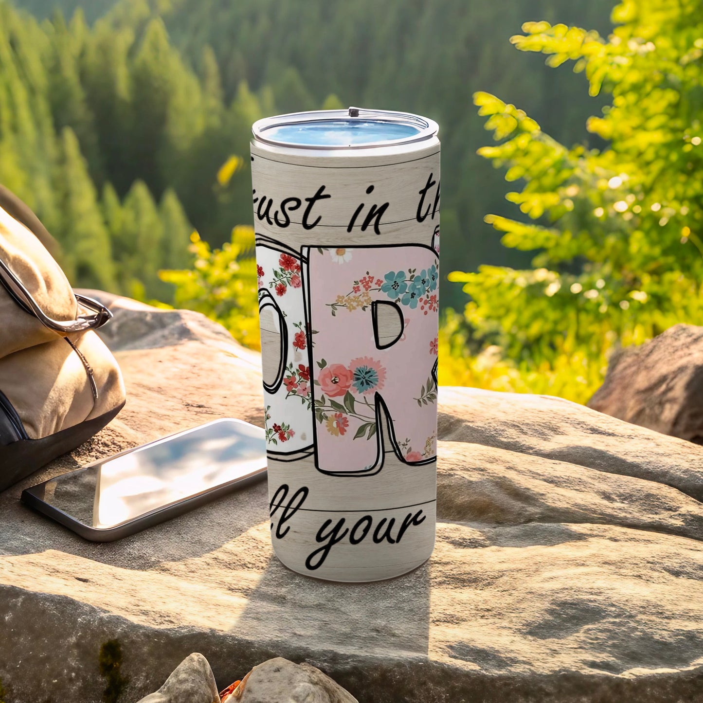 Floral Trust in the Lord Tumbler Inspirational Drinkware