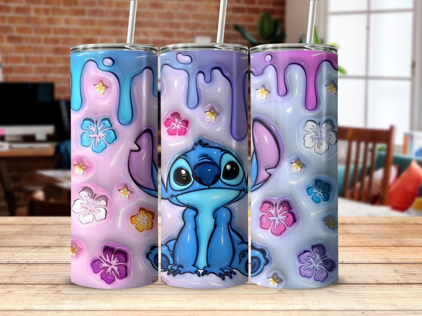 Cute Dripping Floral Cartoon Themed Tumbler