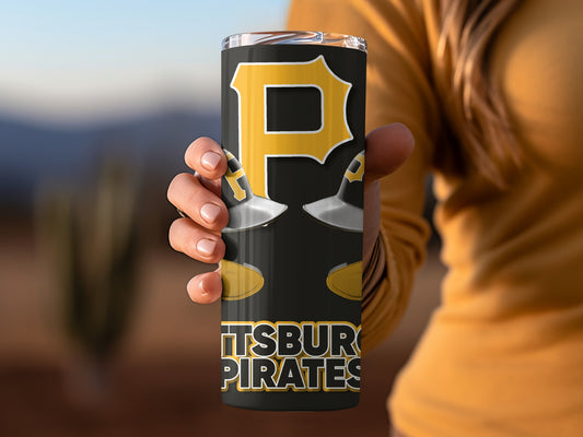 Pittsburgh Pirates Helmets P Logo In Black Gold Tumblers