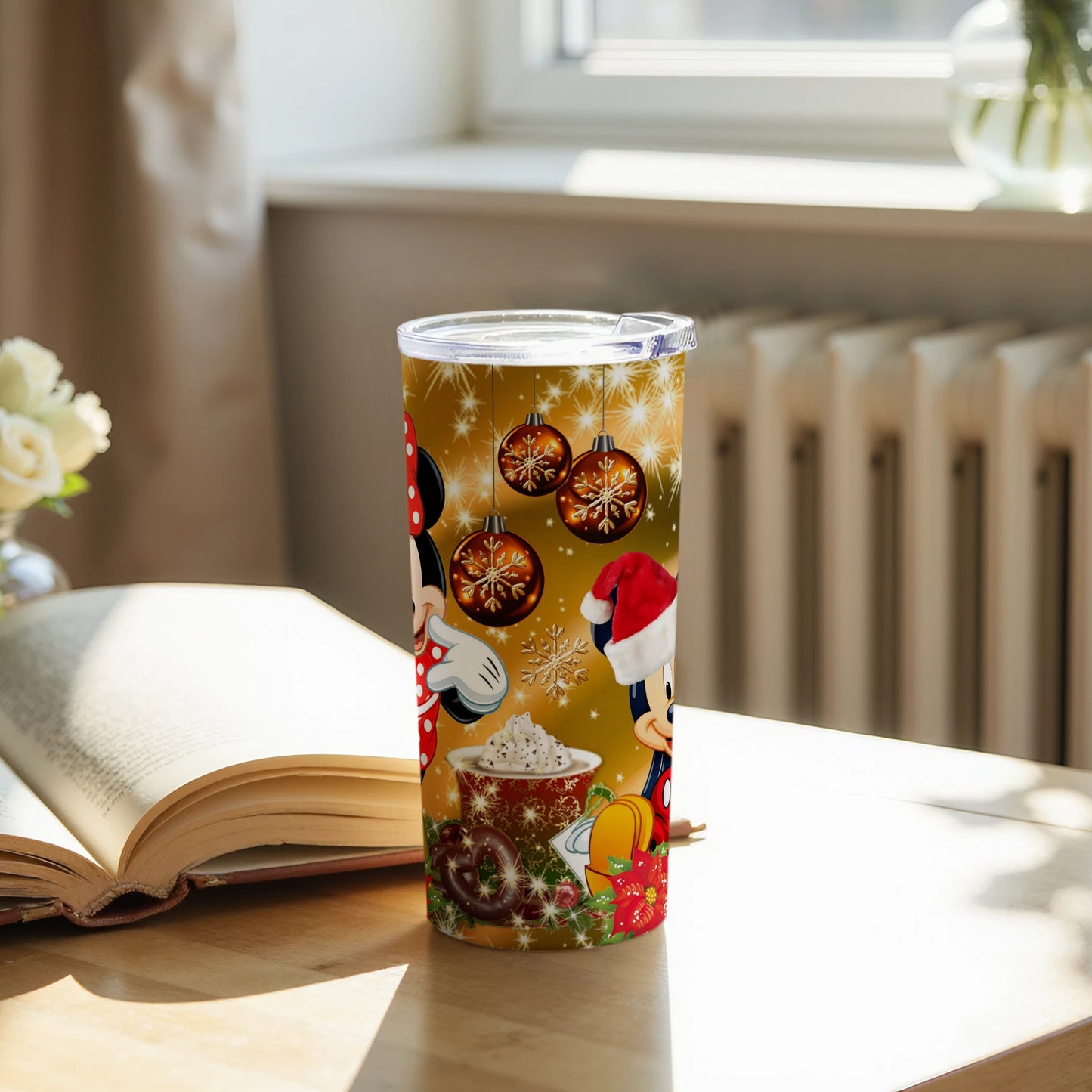 Holiday Cheer Santa Mickey and Minnie Tumbler Decor