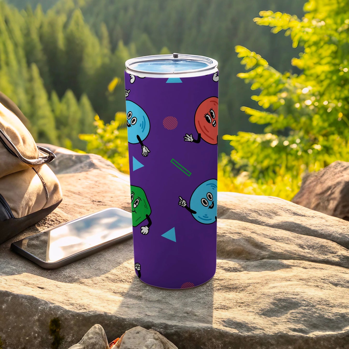 Colorful Cartoon Faces Tall Tumbler Travel Mug