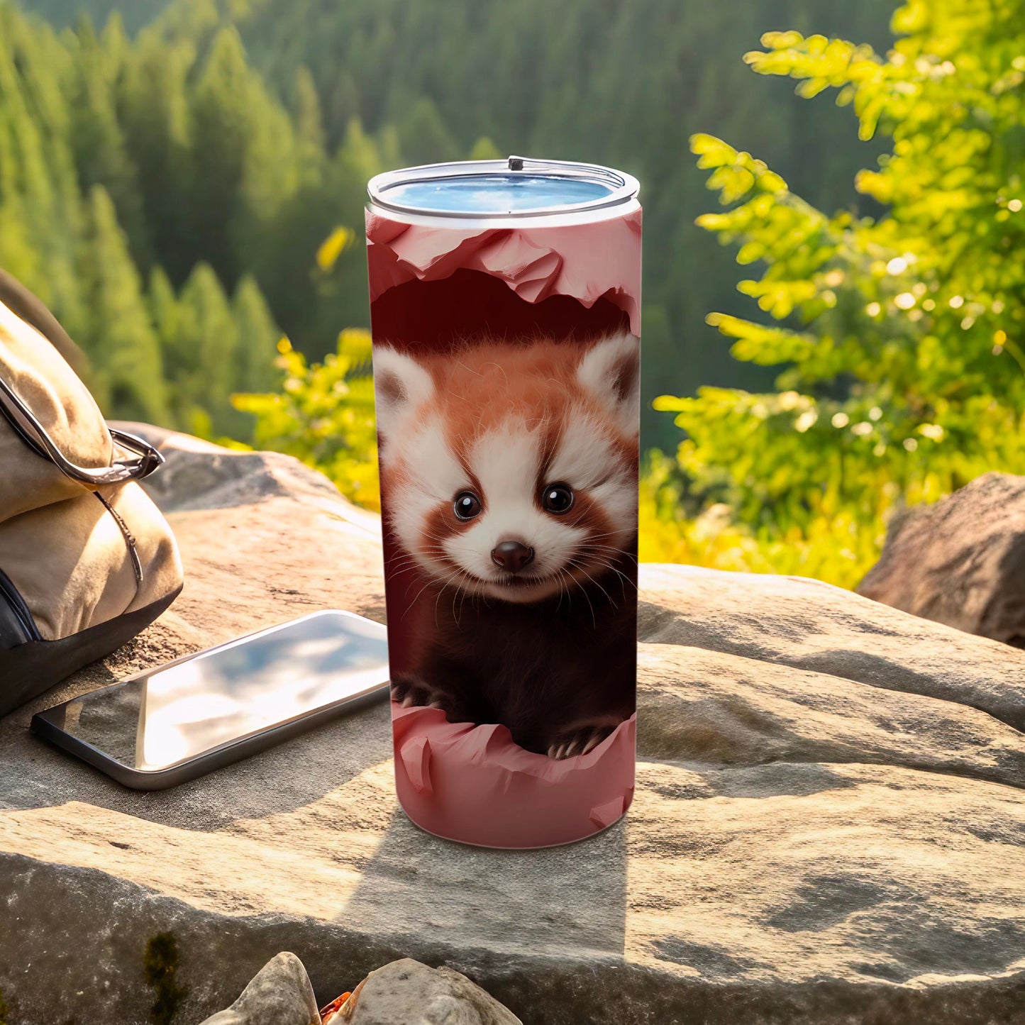 Adorable Red Panda Image on Travel Tumbler Product