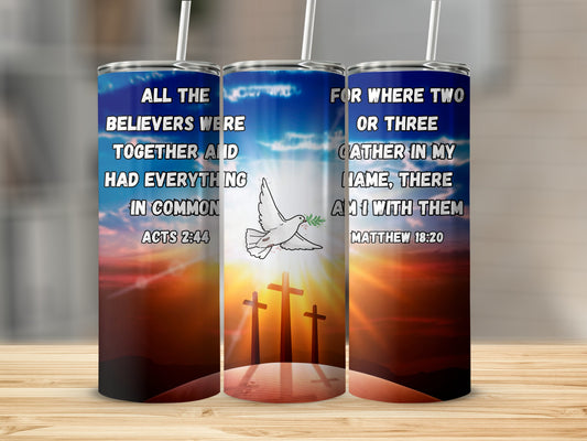 Inspirational Scripture and Crosses Tumbler Flask