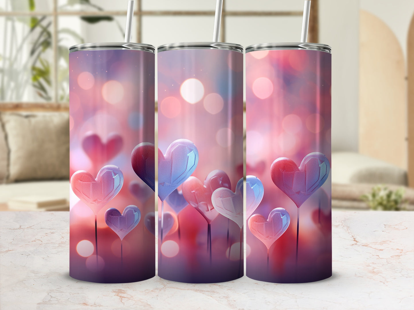 Heart Bokeh Love Themed Stainless Steel Tumbler