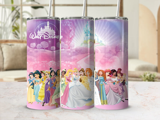 Disney Princesses Tumbler with Straw Pink Flask Cups