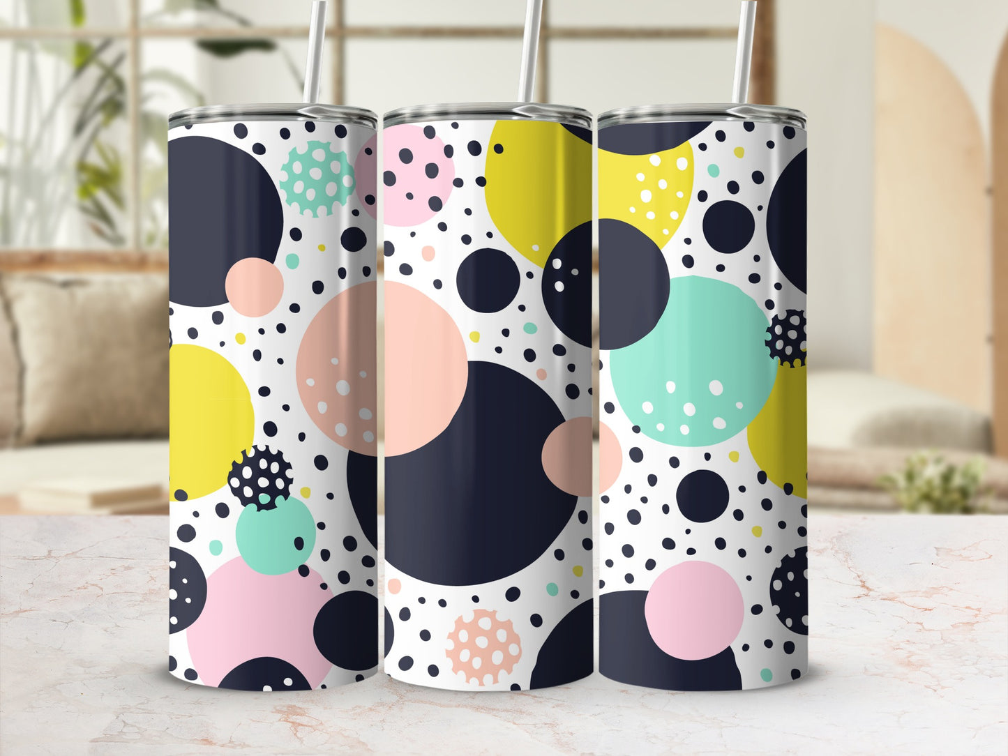 Colorful Geometric Bubble Design Insulated Tumbler