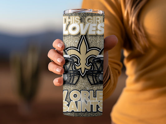 THIS GIRL LOVES NEW ORLEANS SAINTS Football Helmets Tumblers