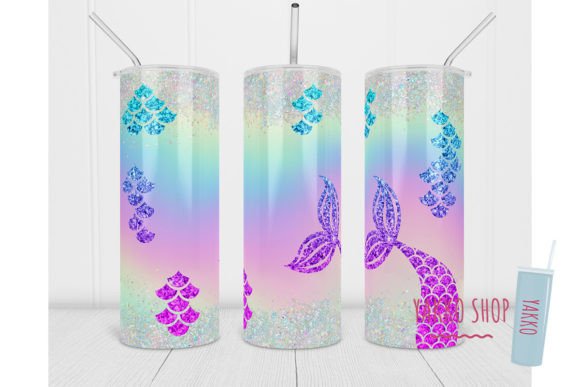 Glitter Mermaid Tail 20 in Pink, blue and Purple ounce tumbler