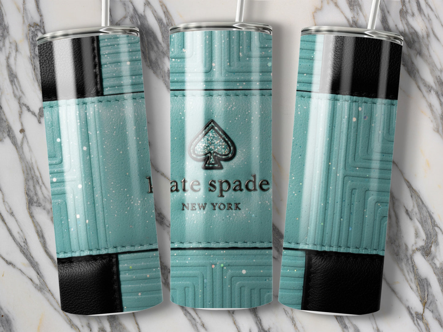 Kate Spade Inspired New York Turquoise Pattern Detail Tumblers