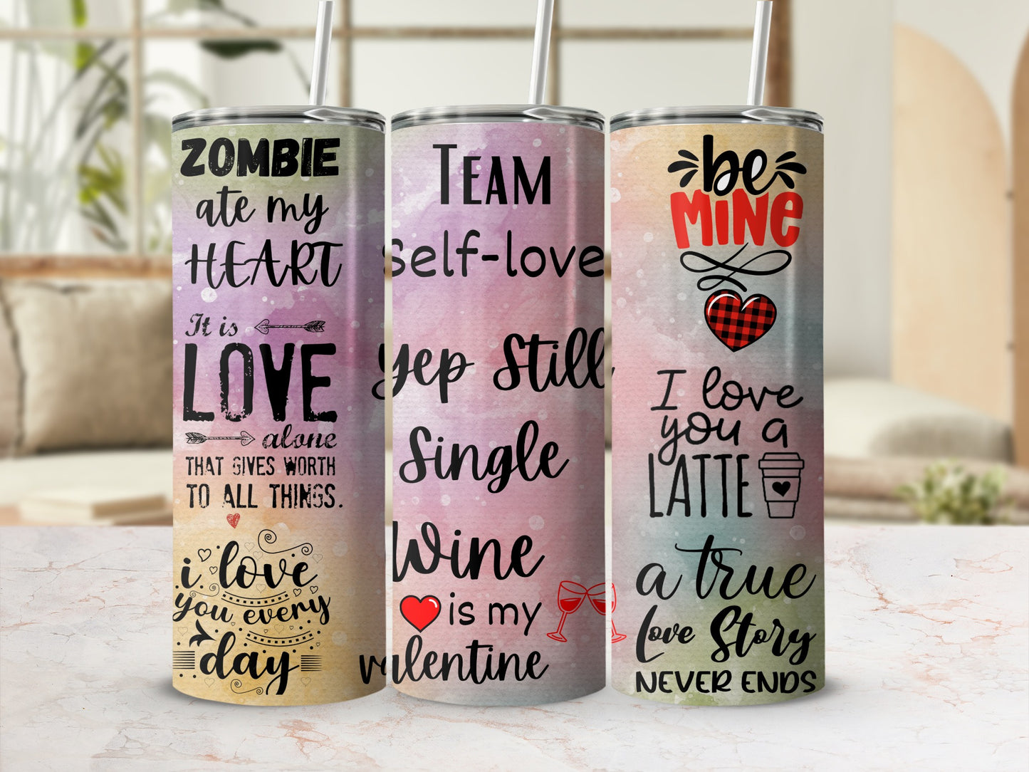 Valentine's day themed tumblers for gifting