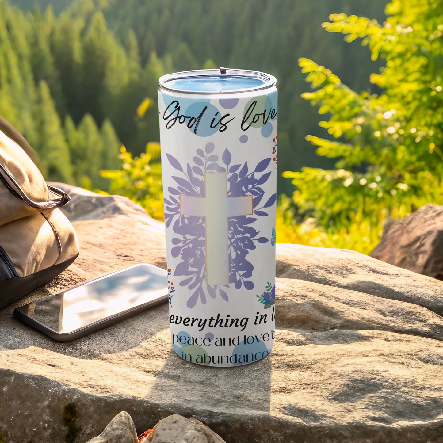 God is Love Cross Design Insulated Tumbler